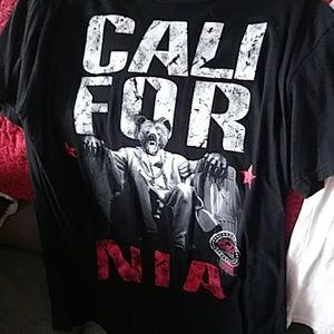 Selling California shirts.